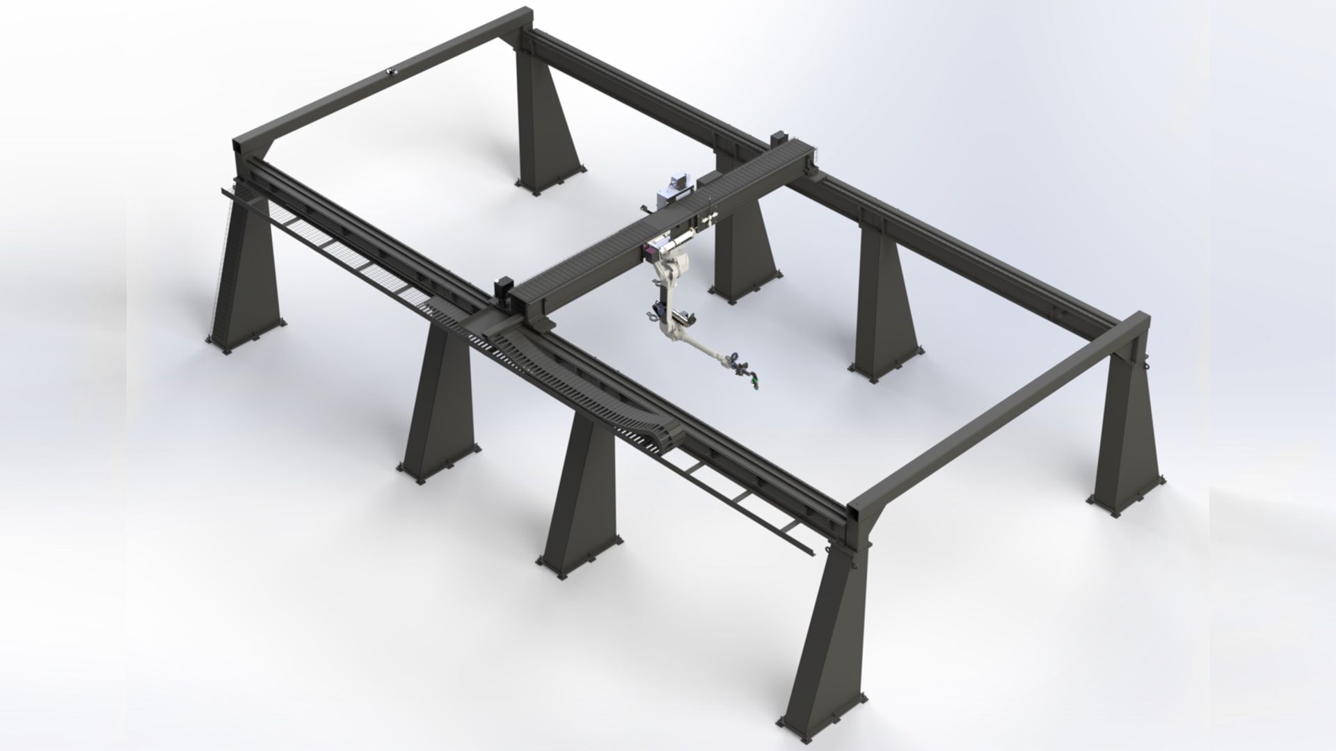A render of a robotic overhead gantry.
