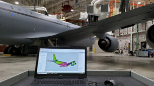 A digital twin model of a KC-135 scanned by Aerobotix.